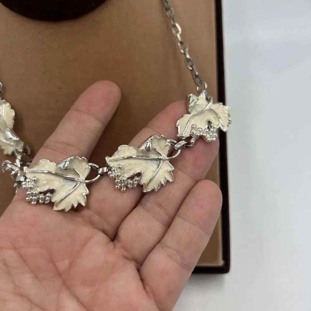 Vintage Necklace Earring Set Clip-On Sarah Coventry Whispering Leaves 1959 17